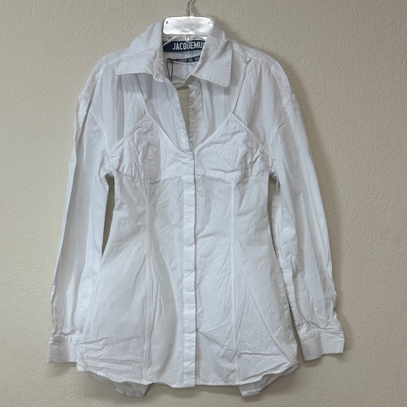 Jacquemus Tops - Jacquemus Women’s LE COUP DE SOLEIL White Blouse with Open Back Sz Small